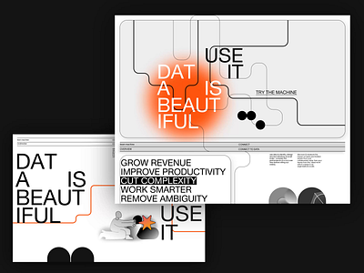 Data is Beautiful brutalist style Interaction 90s animation black white branding brutalism brutalist design design landing page minimal monochromatic monochrome orange product design simple design swiss style typography ui ux web