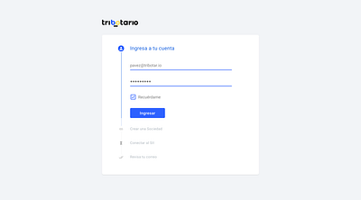 Tribotario's onboarding app application component input login login page material design stepper