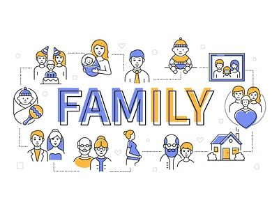 Family line poster banner couple design family illustration line parenthood poster pregnancy style