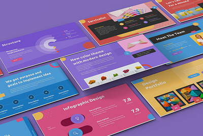 Caluta - Creative Powerpoint Template abstract art business presentation dynamic lookbook memphis modern neon pastel pitchdeck portfolio powerpoint template presentation sales vibrant