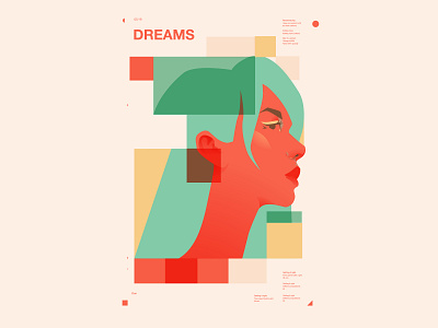 Dream abstract composition dreamy face gird girl girl illustration girl portrait head illustration laconic layout lines minimal pattern portrait portrait illustration poster