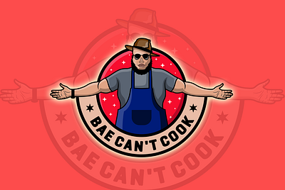 Bae can t cook cooking design food hat identity illustration logo logodesign man mascot people star taste vector