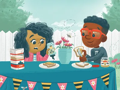 Out of honey! bottle children honey honeybee illustration kidlit kidlitart kids peanut butter picture book sandwich sandwiches science