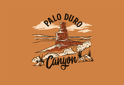 Palo Duro Canyon cacti cactus canyon cowboy desert hand drawn handmade illustration landscape lettering national park palo duro parks state park texas tshirt typogaphy vintage west western