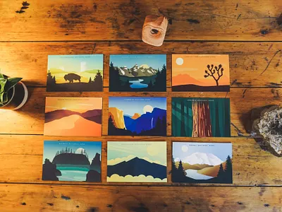 National Park Postcard Pack 2 denali mountains national park outdoors postcard postcards vector vintage yellowstone yosemite