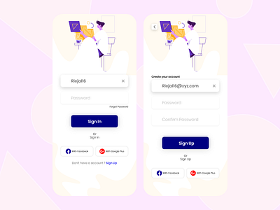 Sign In and Sign Up Minimalist Concept UI Design adobe xd adobexd behance behance project design dribbble figmadesign illustration login design login page mobile design sign in sign up ui ui design uidesign uiux ux