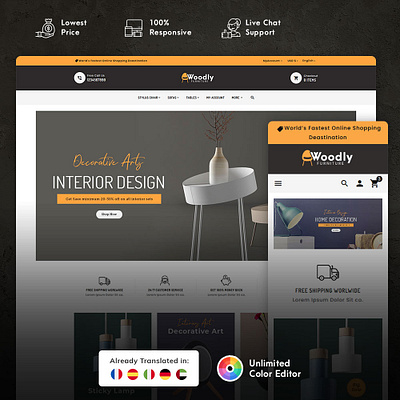 Woodly – Home Crafts & Furniture – eCommerce Responsive Theme ecommerce furniture imterior design opencart prestashop responsive shopify templatetrip woocommerce woodly wordpress