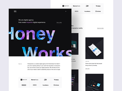 Honeyworks - Digital Agency Website agency agency website clean design landing page studio ui ux web design website