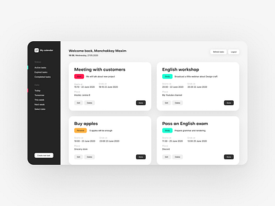 Educational Project — My calendar (Day) calendar concept design logo task task list task manager ui ux website