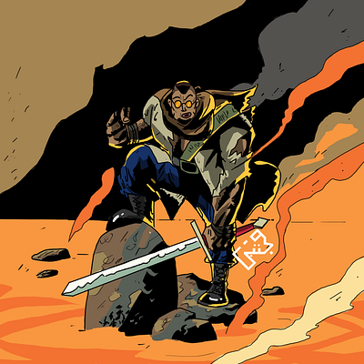 Pit of Hell animation character comic comicbook design fire flat illustration lava muslim pakistan pakistani sketch sword swordsman vector