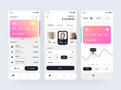 Wallet Design App π app application bank banking clean clean app credit card crypto finance gradient interface ios app minimal mobile banking payment stats transaction ui ux wallet