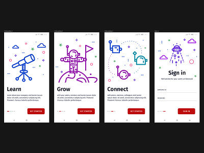 E-Learning App Onboarding + Illustrations astronaut illustration illustrations india onboarding onboarding illustration onboarding screen onboarding ui planet space telescope ufo ui ui ux ui design user experience user interface user interface designer vector
