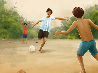 S H O O T ! art childhood children creative design football goal happy illustration kids memories nostalgia nostalgic procreate soccer sports street