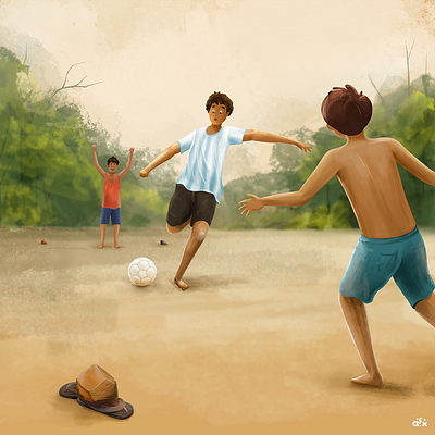 S H O O T ! art childhood children creative design football goal happy illustration kids memories nostalgia nostalgic procreate soccer sports street