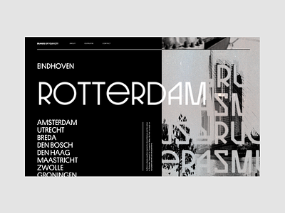 Layout exploration #7 amsterdam black black and white branding city erasmus experiment exploration font grain gritty interface layout netherlands rotterdam typography ui ux web concept webdesign