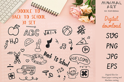 Doodles Back to School - 30 Designs Bundle art art print artwork baby back to school bundle cartoon cute design doodle icon illustration illustrator logo typography ui vector