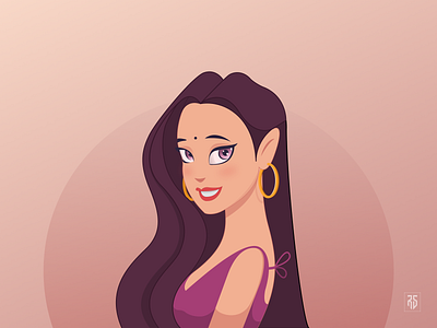 Beautiful Indian Girl art artwork character characterdesign clean design flat graphic graphic design graphics illustration illustrator minimal sketch vector