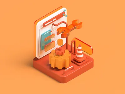 Wip Maintenance icon 3d branding maya webdesign