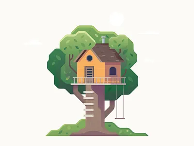 The Treehouse 3d sky brand branding building crypto house icon illustration josh warren leaf logo nature nft steps swing tech tree treehouse ui web3