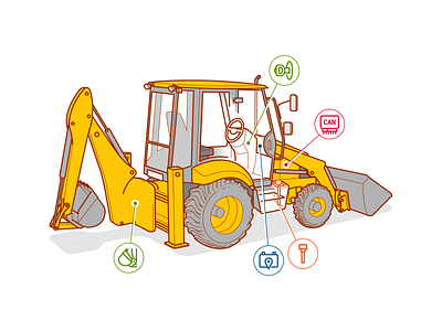 Tractor illustration line technical illustration tractor vector