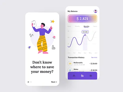 Wendy - Ewallet App app bank banking card chart design ewallet financial flat illustration interface ios money statistic transaction transaction history ui ux wallet