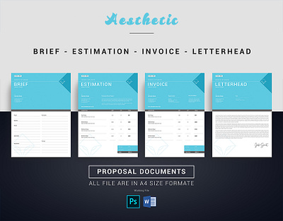 Proposal Document Templates a4 accptance agreement brief business proposal comapny profile company documents content contract corporate estimation invoice letter letterhead minimal design pack pitch pack simple design