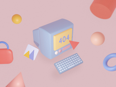 404 error page 3d design error error 404 error page illustration keyboard levitation monitor pc