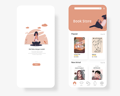 Book Store App app design icon illustration illustrator minimal ui ux vector website