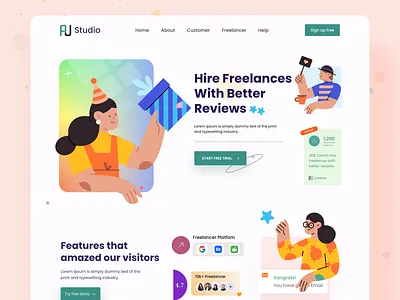 Freelancer Hiring Platform Page freelance designer freelancer hiring hiring homepage interface job job find landing page web app website