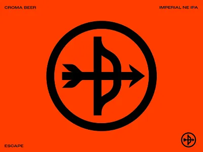 Escape archery arrow beer beer label bow craft beer croma escape hazy ipa icon ipa logo medieval minimal ne ipa new england pictogram symbol typography weapon