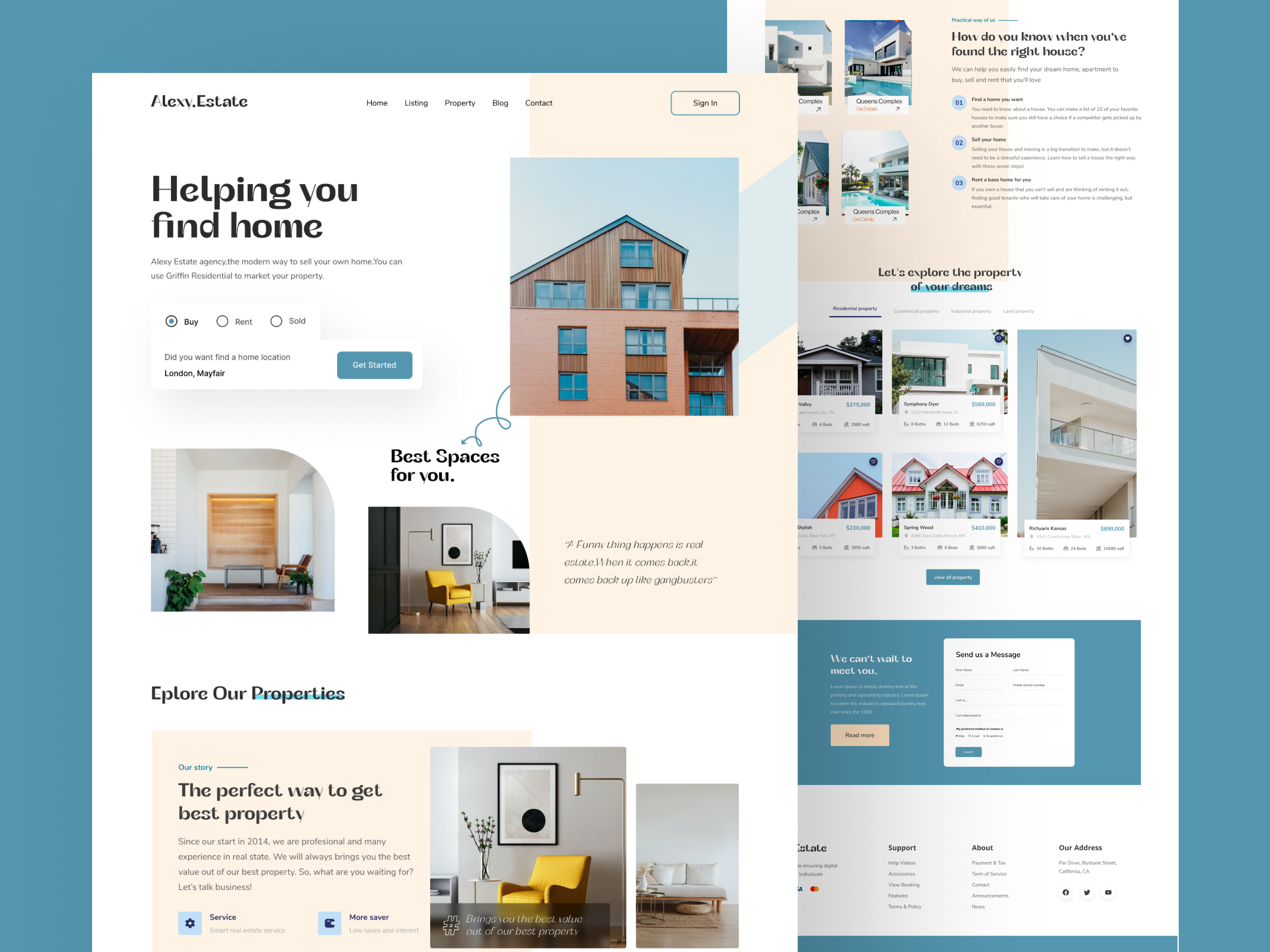 Example of Real Estate Website/Landing Page UI/UX 