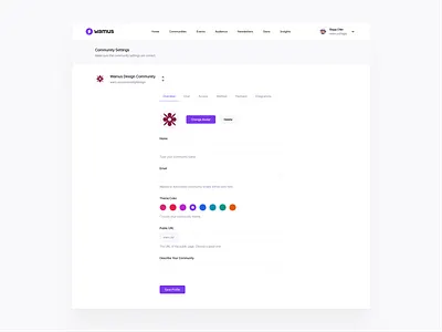Settings Page: Community Management Tools admin community tool dashboard dashboard ui input preferences product design product ui profile saas settings text fields tool ui ui kit web app