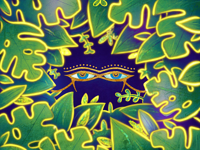 Egyptian glow animation art christinepryordesigns forest glow gold green procreate