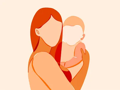 Mother and Baby Modern Art art baby babygirl design family happy home illustration life love modern mom momlife mother motherhood mothersday orange