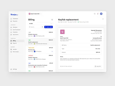 Homeowner Invoice accounting bill clean dashboard flat invoice minimal modern quote saas tailwind white