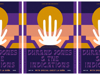 Durand Jones & the Indications Gig Poster arizona cactus concert desert durand jones durand jones the indications four color gig poster illustration music music poster phoenix poster screen print show poster sunset