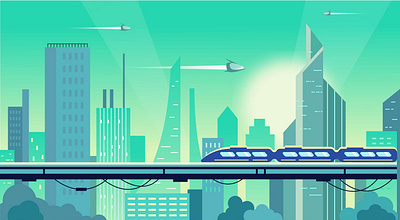 future city buildings business city design flat future futurism futuristic illustration vector web