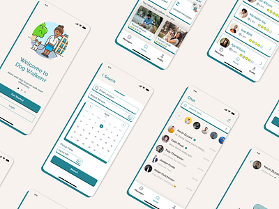 Dog Walkerrr - Dog Walking App design mobile neubrutalism ui