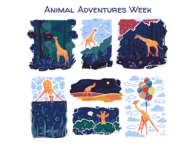 Animal Adventures Week animal illustration childrens illustration giraffe illustration procreate