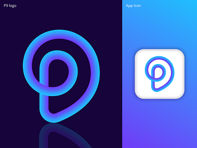 P9 logo mark app logo brand identity development color logo creative flat logo logo mark marketing modern type p9 logo transparency