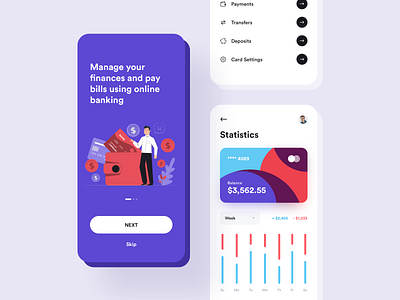 Online Banking - Mobile Application app design application banking clean credit card finance mobile mobile design money statistics ui design ux design