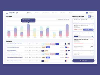 Web Template for Managing Task application schedule ui web design