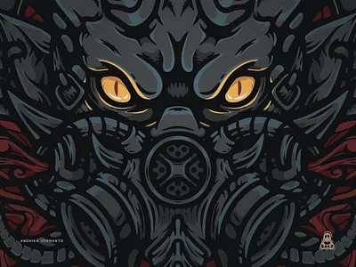 POLLUTION dragon illustration mask smoke