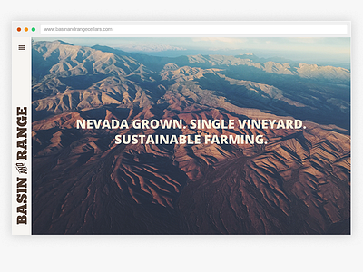 Basin and Range Cellars hero shot homepage homepage design mountain range range side navigation simple site sustainable website website design wine