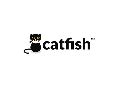 catfish agency animal cat clever creative design detective fish logo minimal simple