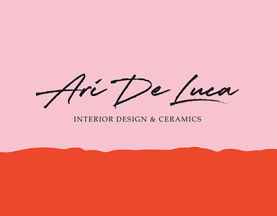 Ari de Luca - logotype branding ceramic fun interior design lettering logo orange pink script trendy vector