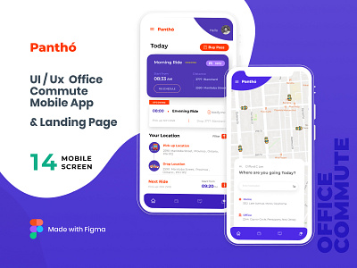 Panthó: Mobile UI Kit for Office Commute cab booking app commute app landing page landing page design mobile app design ui design ux design