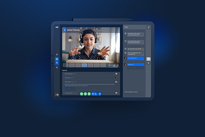 Conferencing/Lecturing Dark Mode app blue conference dailyui dark design elearning interface ipad mobile design product design saas skype swiftui ui uni university user interface ux zoom