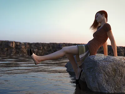 Summer evening by tg 1 3d cinema4d octane render sunset