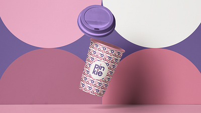 Pinkie Papelaria brand identity branding coffee cup flat logo logo design logotype minimal stationery stationery shop